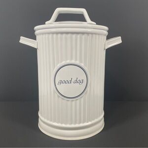 White Ceramic Dog Treat Jar